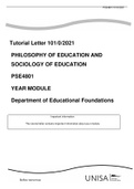 PSE4801 - PHILOSOPHY OF EDUCATION AND SOCIOLOGY OF EDUCATION. Assignment 1 MCQ