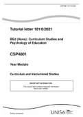 CSP4801- BEd (Hons): Curriculum Studies and Psychology of Education Assignment 1 & 4 MCQ'S