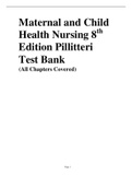 Maternal and Child Health Nursing 8th Edition Pillitteri Test Bank
