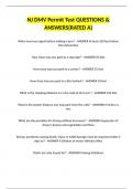NJ DMV Permit Test QUESTIONS & ANSWERS&lpar;RATED A&rpar;