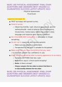 NURS 190 PHYSICAL ASSESSMENT FINAL EXAM QUESTIONS AND ANSWERS BEST GRADED A&plus; GUARANTEED SUCCESS LATEST UPDATE 2022