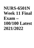 NURS-6501N Week 11 Final Exam – 100/100 Latest 2021/2022 | NURS-6501N-34,Advanced Pathophysiology.2020 Spring