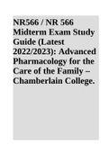 NR566 / NR 566 Midterm Exam Study Guide (Latest 2022/2023): Advanced Pharmacology for the Care of the Family – Chamberlain College.