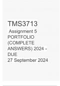TMS3713 Assignment 5 PORTFOLIO &lpar;COMPLETE ANSWERS&rpar; 2024 - DUE 27 September 2024