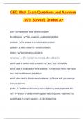 GED Math Exam Questions and Answers 100&percnt; Solved &vert; Graded A&plus;