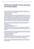 OB-Newborn-NCLEX Practice Questions and Answers&lpar;2022&rpar;
