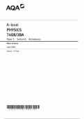 AQA A LEVEL PHYSICS PAPER 3BA MARK SCHEME 2024 &lpar;7408&sol;3BA&colon; Section B Astrophysics&rpar;