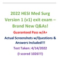 2022 HESI Med Surg Exit Exam (V1 Version 1) Brand New Q&As + Screenshots (all 55 pics included) Guaranteed A+ pdf