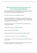 Maternal Newborn RNC Exam Questions And Answers 2024 Updated Solutions