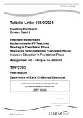 TPF3703 TEACHING PRACTICE  III Grades R and 1 2021 .