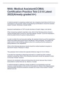 NHA&colon; Medical Assistant&lpar;CCMA&rpar; Certification Practice Test 2&period;0 A Latest 2022&lpar;Already graded A&plus;&rpar;