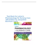 Test Bank for Lehne’s Pharmacology for Nursing Care 10th Edition by Jacqueline Burchum Laura