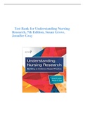    Test Bank for Understanding Nursing Research, 7th Edition, Susan Grove, Jennifer Gray