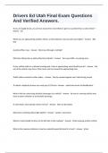 Drivers Ed Utah Final Exam Questions And Verified Answers&period;
