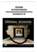 test bank For Criminal Behavior A Psychological Approach 12th Edition by Bartol all chapters 1 to 16 complete ISBN&semi;978-0134163741