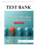 TEST BANK FOR YODER-WISE’S LEADING AND MANAGING IN CANADIAN NURSING, 2ND EDITION, PATRICIA S. YODER-WISE, JANICE WADDELL, NANCY WALTON