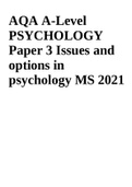 AQA A-Level PSYCHOLOGY Paper 3 Issues and options in psychology MS 2021