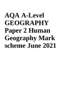 AQA A-Level GEOGRAPHY Paper 2 Human Geography Mark scheme June 2021