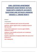 CAM -CERTIFIED APARTMENT  MANAGER EXAM NEWEST ACTUAL  EXAM WITH COMPLETE ACCURATE  QUESTIONS AND DETAILED ANSWERS  GRADED A &vert; BRAND NEW&excl;&excl;&excl; 