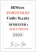 IRM1501 Portfolio Solutions (Code 814365) Solutions for Exam May 2022 (Semester 1) 