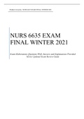 WALDEN UNIVERSITY&comma; NURS 6635 EXAM FINAL&comma; WINTER 2021 Exam Elaborations Questions With Answers and Explanations Provided Newly Updated Exam Review Guide