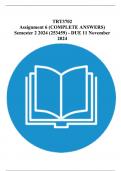 TRT3702 Assignment 6 &lpar;COMPLETE ANSWERS&rpar; Semester 2 2024 &lpar;253459&rpar; - DUE 11 November 2024