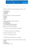 BIOLOGY 2460 MICROBIOLOGY CHAPTER 1 TEST PREP GRADED A+