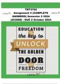 TRT3702 Assignment 4 &lpar;COMPLETE ANSWERS&rpar; Semester 2 2024 &lpar;253088&rpar;- DUE 2 October 2024 UNISA
