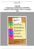 TRT3702 Assignment 6 &lpar;COMPLETE ANSWERS&rpar; Semester 2 2024 &lpar;253459&rpar;- DUE 11 November 2024&semi;100 &percnt; TRUSTED workings&comma; Expert Solved&comma; Explanations and Solutions