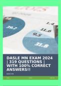DASLE MN EXAM 2024 &vert; 319 QUESTIONS &vert; WITH 100&percnt; CORRECT ANSWERS&excl;&excl;