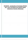 PSY100Y5F &ndash; Introduction to Psychology &lpar;PSY100 Lab 1- Lab 5 Test Notes&rpar; new solution update University of Toronto&comma; Mississauga