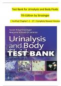 TEST BANK For Urinalysis and Body Fluids&comma; 7th Edition by Strasinger &vert; Verified Chapters 1 - 17 &vert; Complete Newest Version
