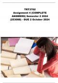 TRT3702 Assignment 4 &lpar;COMPLETE ANSWERS&rpar; Semester 2 2024 &lpar;253088&rpar;- DUE 2 October 2024 - UNISA
