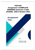 TRT3702 Assignment 4 &lpar;ANSWERS&rpar; Semester 2 2024 - DISTINCTION GUARANTEED