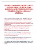 FINAL EXAM SCRIBE AMERICA LATEST 2023-2024 EXAM 150&plus; REAL EXAM Questions & Answers &lpar;100 &percnt;Score&rpar; Latest Updated 2024&sol;2025  A&plus; Graded Answers &vert; With COMPLETE Solutions