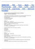 DOWNLOAD THE Test Bank for Psychology and Your Life with P&period;O&period;W&period;E&period;R Learning 4th Edition Feldman