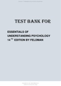 Test Bank Essentials of Understanding Psychology 14th Edition By Robert Feldman 