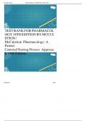 TEST BANK FOR PHARMACOLOGY 10TH EDITION BY MCCUISTION A Patient Centered Nursing Process Approach
