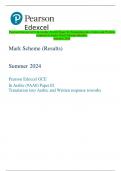 Pearson Edexcel GCE In Arabic &lpar;9AA0&rpar; Paper 02 Translation into Arabic and Written  response to works Mark Scheme &lpar;Results&rpar;  Summer 2024