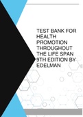 TEST BANK FOR HEALTH PROMOTION THROUGHOUT THE LIFE SPAN 9TH EDITION BY EDELMAN