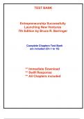 Test Bank for Entrepreneurship Successfully Launching New Ventures&comma; 7th Edition by Barringer &lpar;All Chapters included&rpar;