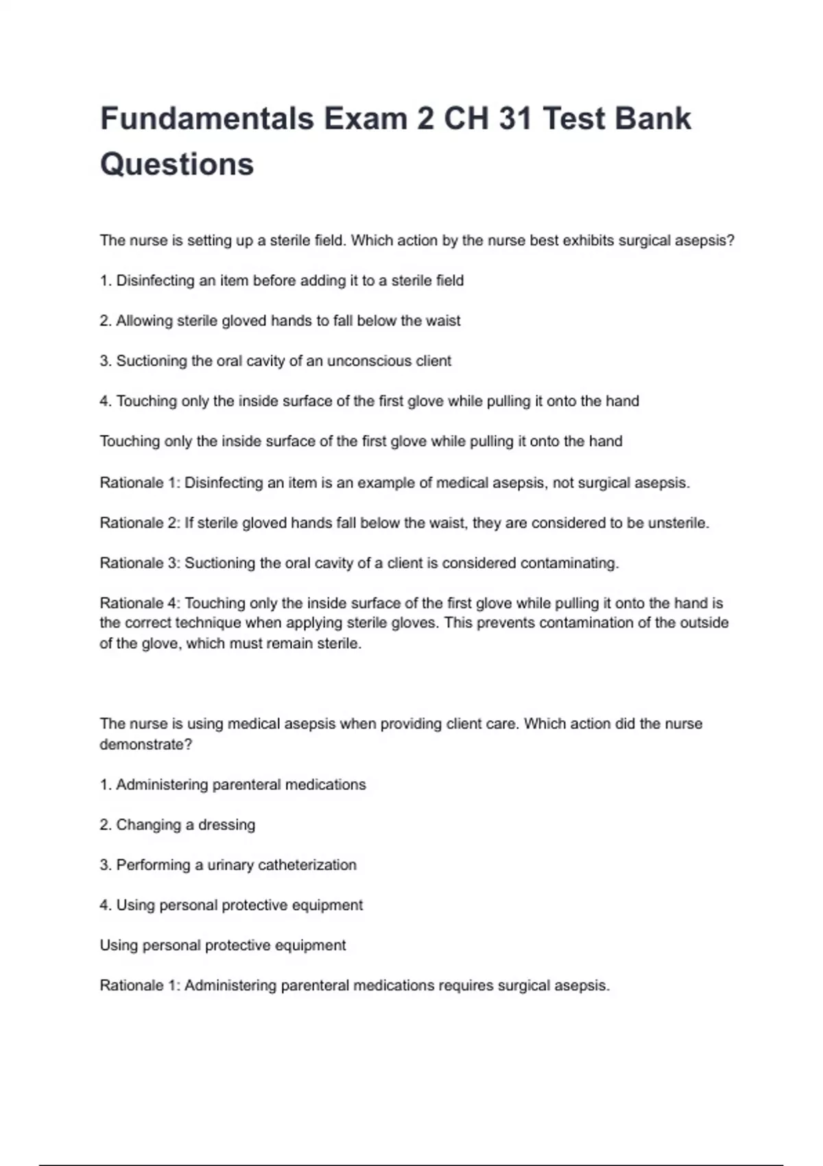 Fundamentals Exam 2 CH 31 Test Bank 2024/2025 Questions With Completed ...