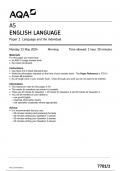 AQA AS ENGLISH LANGUAGE Paper 1 JUNE 2024 QUESTION PAPER AND MARK SCHEME