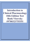 TEST BANK FOR INTRODUCTION TO CLINICAL PHARMACOLOGY 10TH EDITION BY VISOVSKY