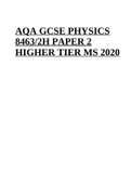 AQA GCSE PHYSICS 8463/2H PAPER 2 HIGHER TIER MS 2020