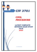 CIV 3701 CIVIL  PROCEDURE  LATEST COMPLETE  REVISION EXAM STUDY  PACK 2020