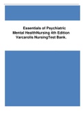 Essentials of Psychiatric Mental HealthNursing 4th Edition Varcarolis NursingTest Bank