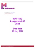 MAT1512 Assignment 2 2022 Solutions