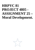 HRPYC81 PROJECT 4805 - ASSIGNMENT 25 – Moral Development.