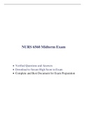NURS 6560 Midterm Exam (100 Q & A, Latest-2022) / NURS 6560N Midterm Exam / NURS6560 Midterm Exam / NURS-6560N Midterm Exam |100% Correct Q & A, Download to Secure HIGHSCORE|